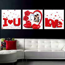 Hand cross embroidered 2022 new triptych living-room wedding house photo happiness convention wedding couple family cozy