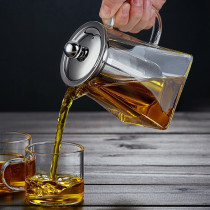 Glass teapot stainless steel filter heat resistant flower tea tea tea pot high temperature resistant thickened tea set Set square pot