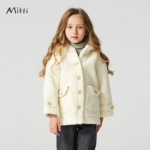 Mitti childrens winter New short Lamb hair coat cute sweet hooded short coat girl