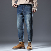 2021 autumn and winter new mens jeans trend Joker loose straight trendy brand spring and autumn casual long pants men