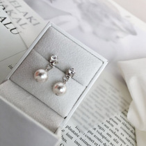 Rear Hanging Pearl Earrings 925 Pure Silver Anti Allergy Korea Eardrop Woman Personality Temperament Short earnail