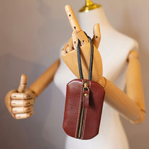 New handmade cow leather minimalist key containing bag genuine leather large capacity multifunctional tennis red car key protective sleeve