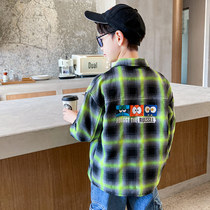 Childrens shirt boy lined with long sleeves 2021 new spring clothing CUHK Scout boy dress Boy Yangqi Gwen blouse