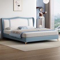 Childrens bed leather upholstered bed teenager boy solid wood bed simple modern bedroom girl princess bed 1 5 meters