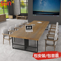 Loft Solid Wood Table Long Table Table Table Table Table Rectangular Desk to Talk Table and Chair Combined Large Long Table Table