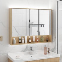 Solid wood bathroom mirror cabinet hanging wall-style toilet mirror with shelve light toilet mirror box toilet accommodating