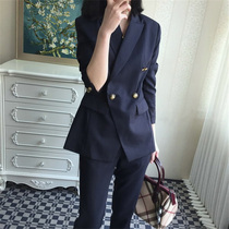 European Standing Suit Suit Women 2022 Spring Autumn New Korean Version Casual Temperament Professional OL West Suit Two Sets