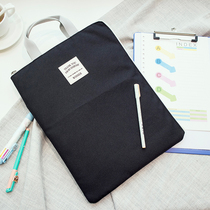 Korean creative student zipper bag A4 Oxford canvas file bag simple solid color Hand bag multifunctional tutoring bag
