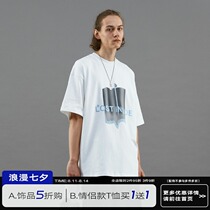 PCLP (PERCLIPS) three-dimensional gradient printing short-SLEEVED T-shirt TEE loose national trend pattern mens trend