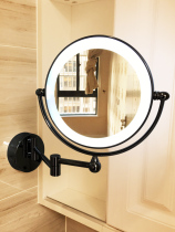  Bathroom makeup mirror with light LED double-sided fill light wall-mounted telescopic foldable bathroom enlarged beauty mirror Hotel