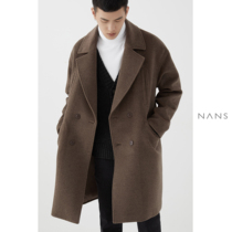 (NANS) large lapel multi-POCKET profile heavy COAT POCKET WOOL COAT