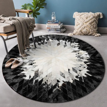 Chidone Bedroom Horse Fur Carpet Bull Leather Piano Ground Mat Round Modern Living Room Tea Blanket Bedside Blanket folk 2