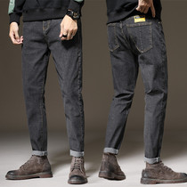 2021 spring new jeans men loose straight retro black trousers trend Korean version wild casual pants