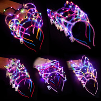 Luminous cat ear hairband net red luminous headdress colorful flash Mickey hairband ground push toy supply