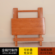 Folding table Dining table Outdoor balcony Nanzhu simple small apartment dormitory Solid wood square portable household round table