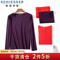 Shuya thermal underwear womens Modal incognito base V-neck slim autumn clothes autumn pants suit 31-9149W