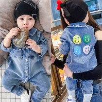 French Jacadi baby jumpsuit spring and autumn men and women baby cowboy clothes climbing clothes full moon one year old