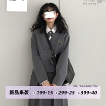 Dongri is a curly Japanese V-neck college style blazer Female Korean casual suit top 2021 Spring and autumn