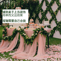 Wedding decoration encrypted mesh organza wedding background chair back dessert table sign-in table decorative yarn wedding yarn