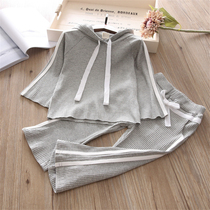Children 2021 Spring and Autumn New Girl Fashion Long Sleeve Hooded Top Female Baby Comfortable Casual Pants Set