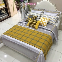 Exhibition hall-like inter-board furniture assorted bed products Small Nordic North American style postmodern New Chinese style bed Grey Yellow