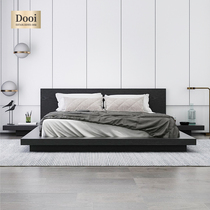 Nordic tatami bed Low bed Simple modern double bed Board bed 1 8 meters Japanese 2 meters large bed Black oak