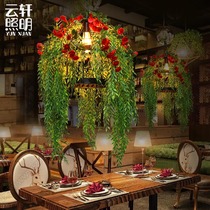 Plant chandelier Creative music theme Chinese restaurant Industrial style Green plant lamp Bar Qing Bar Hot pot shop decorative chandelier