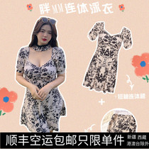 Big Code Swimsuit Woman Fat mm200 Catgut With Slim Conservative Dress Conjoined To Gather Flat Corner Pants Bubble Spa Swimsuit