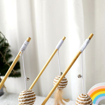 Cat Wooden Pole Feather Teasing Cat With Cat kitty Interactive self-Hi vocal bell Bell Colored resistant Ball Cat Toy