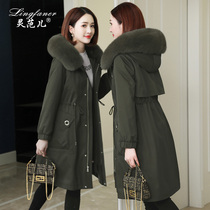 Haining fur women 2020 new winter fox fur coat Rex rabbit liner removable live face Parker suit