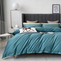 High-end hotel simple 100 solid color cotton gongsatin long-staple cotton four-piece cotton single double bed supplies