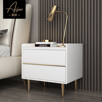 Aijiao designer light luxury bedside table painted all solid wood simple modern white Nordic bedroom storage bedside cabinet