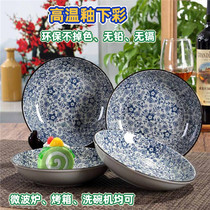 Plate Ceramic Home 7 Inch Round Deep Rice Dish Vegetable Soup Dish Chinese Thick Solid not easily bronzed by hand greens cutlery dish