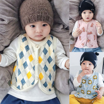 Baby mens treasure Spring and Autumn men thin outside wearing foreign autumn vest vest female baby knitted female baby Autumn cardigan