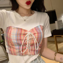  Fake two-piece short-sleeved T-shirt female student 2020 new Korean summer short slim slim all-match net red top