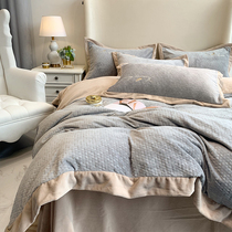 Autumn-winter milk suede thickened with four pieces of Nordic light and luxurious carved double-sided suede plus suede winter coral suede bedding