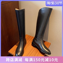 Special price clearance high cylinder though kneecap genuine leather long boot female straight drum rider boot Inn wind rear zipper long cylinder horse boot