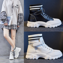 2019 autumn and winter New Joker flat leather high-top small white shoes womens shoes wool mouth short boots 34 yards 40 yards 41 yards