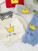 A week and a half girls autumn and winter clothes plus velvet padded set 0-1-2-3 years old male baby clothes baby two-piece 9