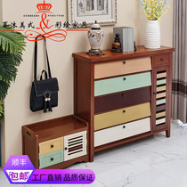 New American Minimalist Collage Shoes Cabinet Swapped Shoes Stool Combined Mediterranean Multilayer Shoe Cabinet Lockers Dining Side Cabinets