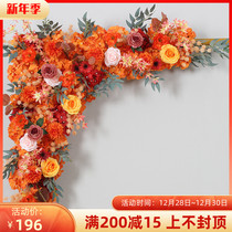 New wedding triangle flower art wedding arrangement background ceremony photo log row flower arches flower row flower road guide flower Flower