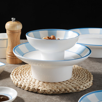 Top Lattice Melamine Plate Cold Dish Imitation Porcelain Hotel Cutlery High Foot Tray Plastic Creative Fruit Dish Sara Pan Commercial