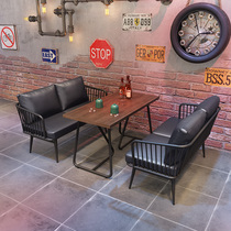 Industrial style café western restaurant wrought iron sofa music theme restaurant bar bar clear bar card seat dining table and chair combination