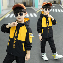 Boy jacket Even cap jacket 2022 Spring and autumn clothes New Yangqi CUHK Childrens fried Street Leisure Alphabetical Storm