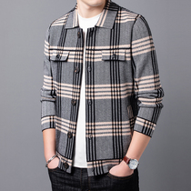 (Russian explosion)classic car mens knitted jacket Autumn and winter large size mens cardigan plaid sweater