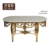 Barrett European imported oval coffee table All copper white marble handmade gold coffee table X