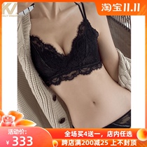 Beauty back underwear womens thin big chest show small no steel ring gathering summer seamless bra adjustment bra set