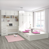 European-style tatami bed Wardrobe one-piece combination storage bed Modern simple small apartment custom storage double bed