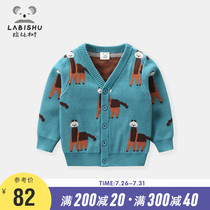 Rabi Tree new autumn and winter childrens clothing baby Western style knitted cardigan baby line childrens alpaca sweater jacket
