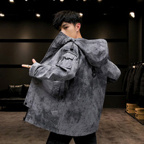 Mens jacket Spring and Autumn Tide brand long casual windbreaker handsome overcoat mens autumn clothes